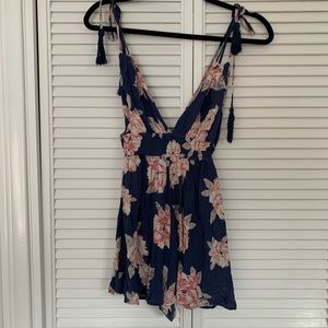 Lulu's Navy Floral Jumpsuit
